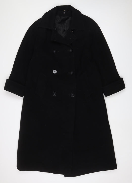 Womens UK Size 8 Debenhams Black Overcoat