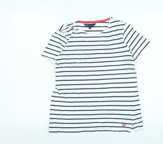 Additional front view of Crew Clothing White Cotton Basic T-Shirt, size 8, Boat Neck - Logo
