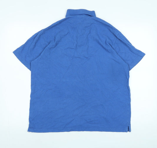 Cotton Traders Mens Blue Cotton Polo Size M Collared - Logo