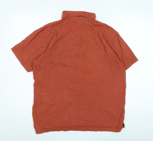 Cotton Traders Mens Brown Cotton Polo Size M Collared Button - Logo