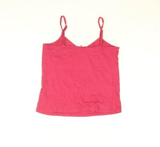 Betty Jackson Black Womens Pink Cotton Camisole T-Shirt Size 10 V-Neck