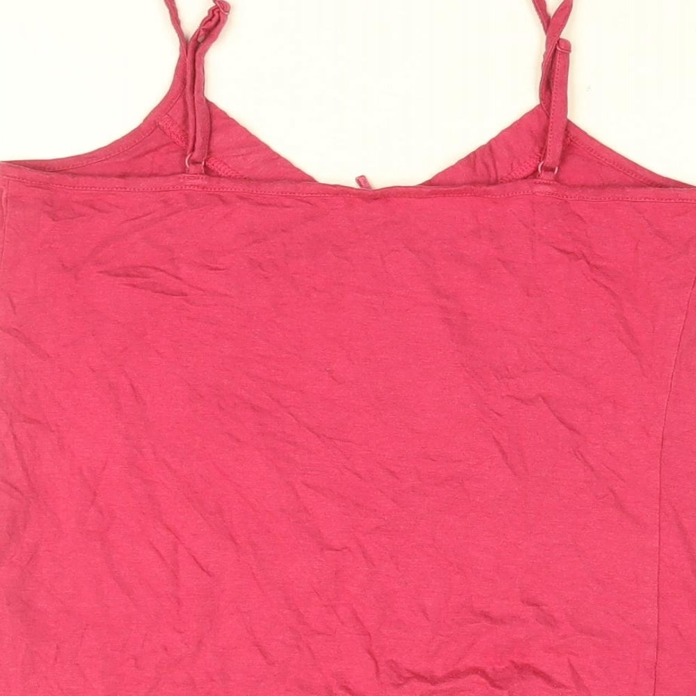 Betty Jackson Black Womens Pink Cotton Camisole T-Shirt Size 10 V-Neck