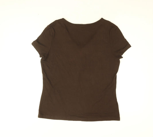 Womens UK Size M CC Brown Basic T-Shirt