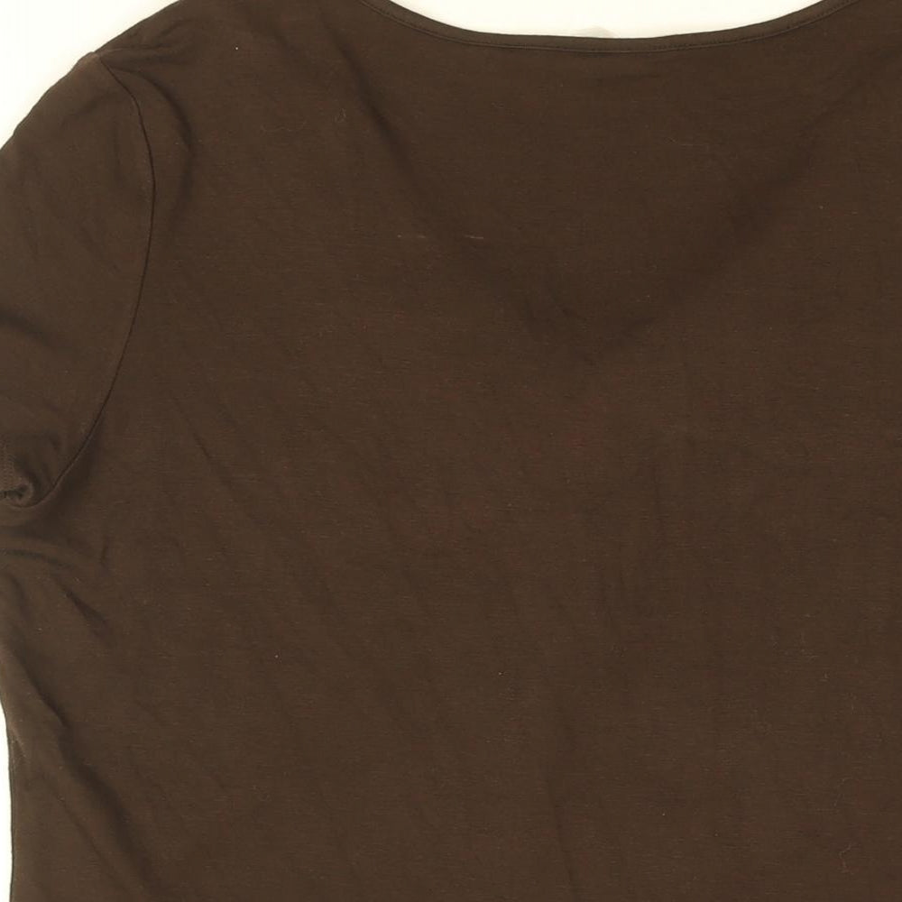 Womens UK Size M CC Brown Basic T-Shirt