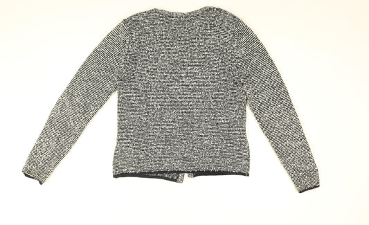 Olsen Womens Blue Geometric Jacket Size 12 Hook & Eye