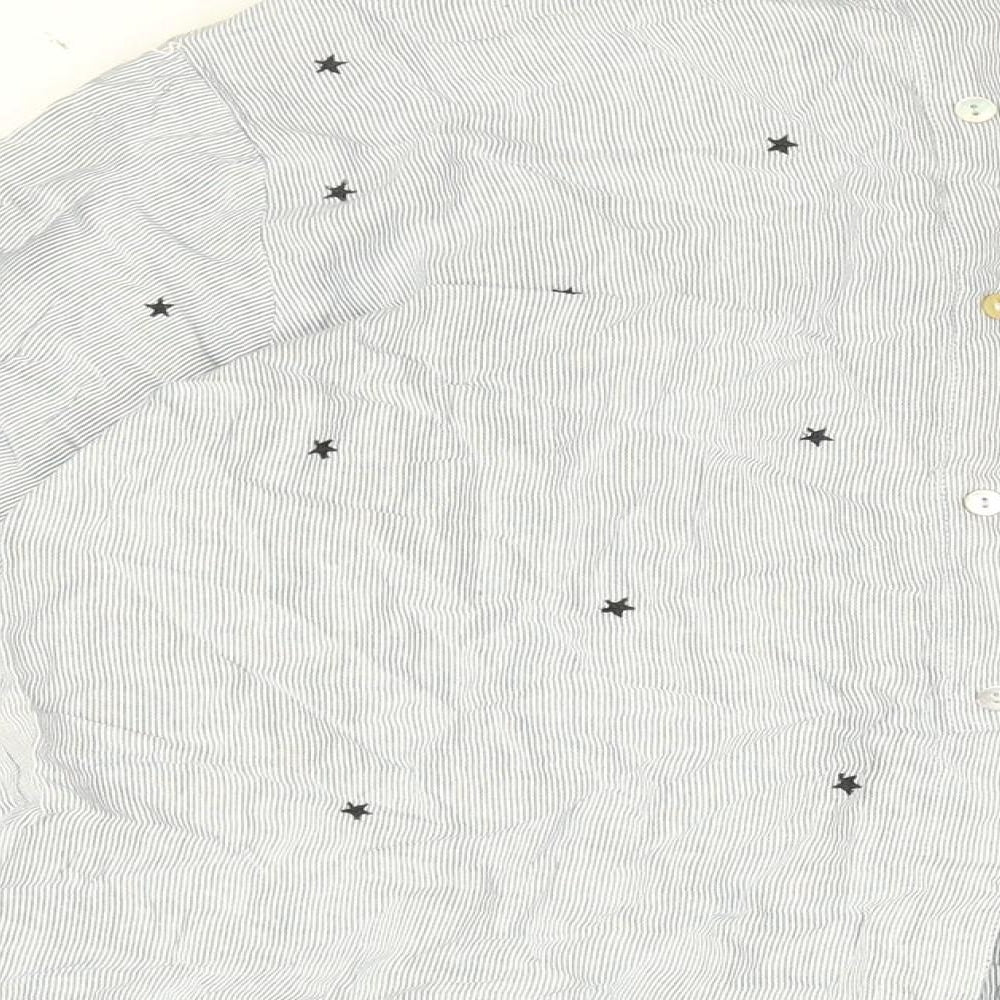 Womens UK Size 10 Label Lab Blue Basic Button-Up