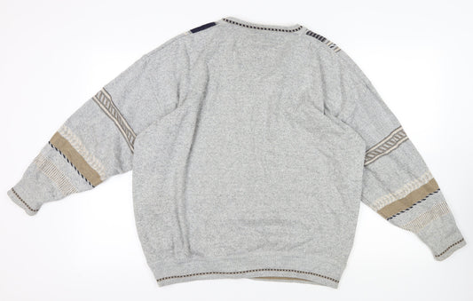 Pierre Sangan Grey Geometric 2XL Jumper