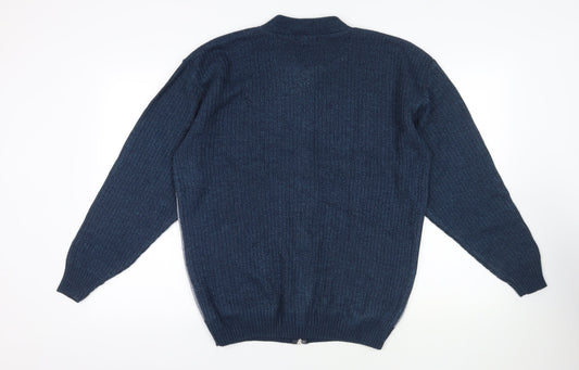 Carabou Menswear Geometric Blue Full Zip Jumper XL