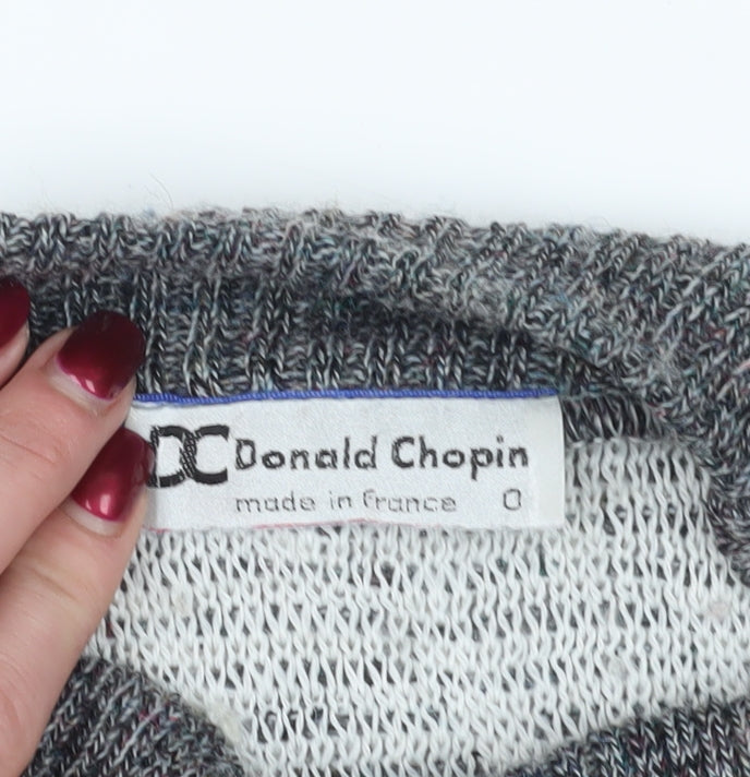 Donald Chopin Grey Wool Geometric Pullover M