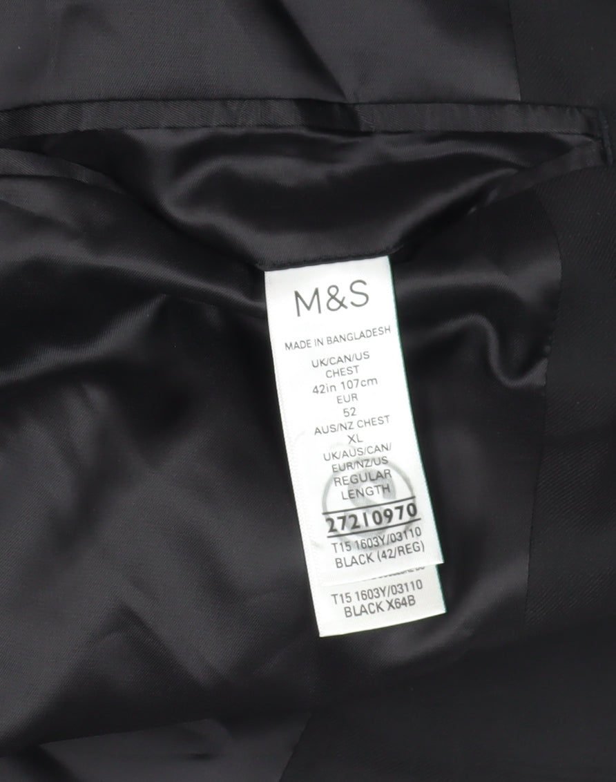 Mens UK Size 42 Marks and Spencer Regular Black Suit Jacket