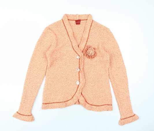 Womens UK Size 10 Olsen Orange Cardigan Jumper