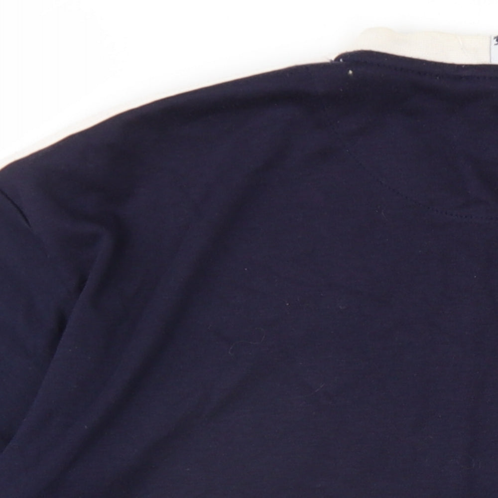 Lonsdale Mens Blue Cotton T-Shirt Size M V-Neck