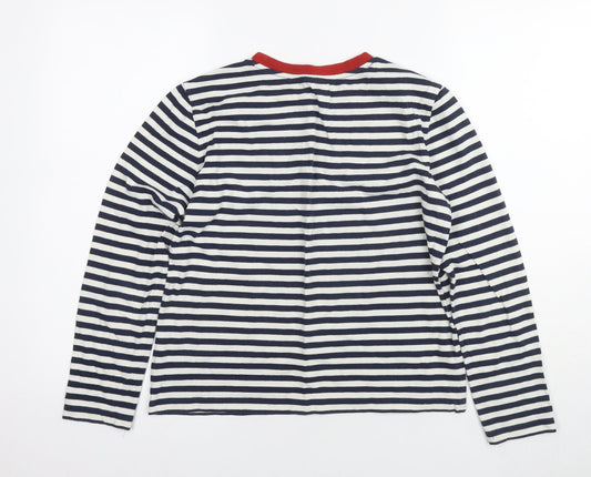& Other Stories Womens Blue Striped Cotton Basic T-Shirt Size 10 Round Neck