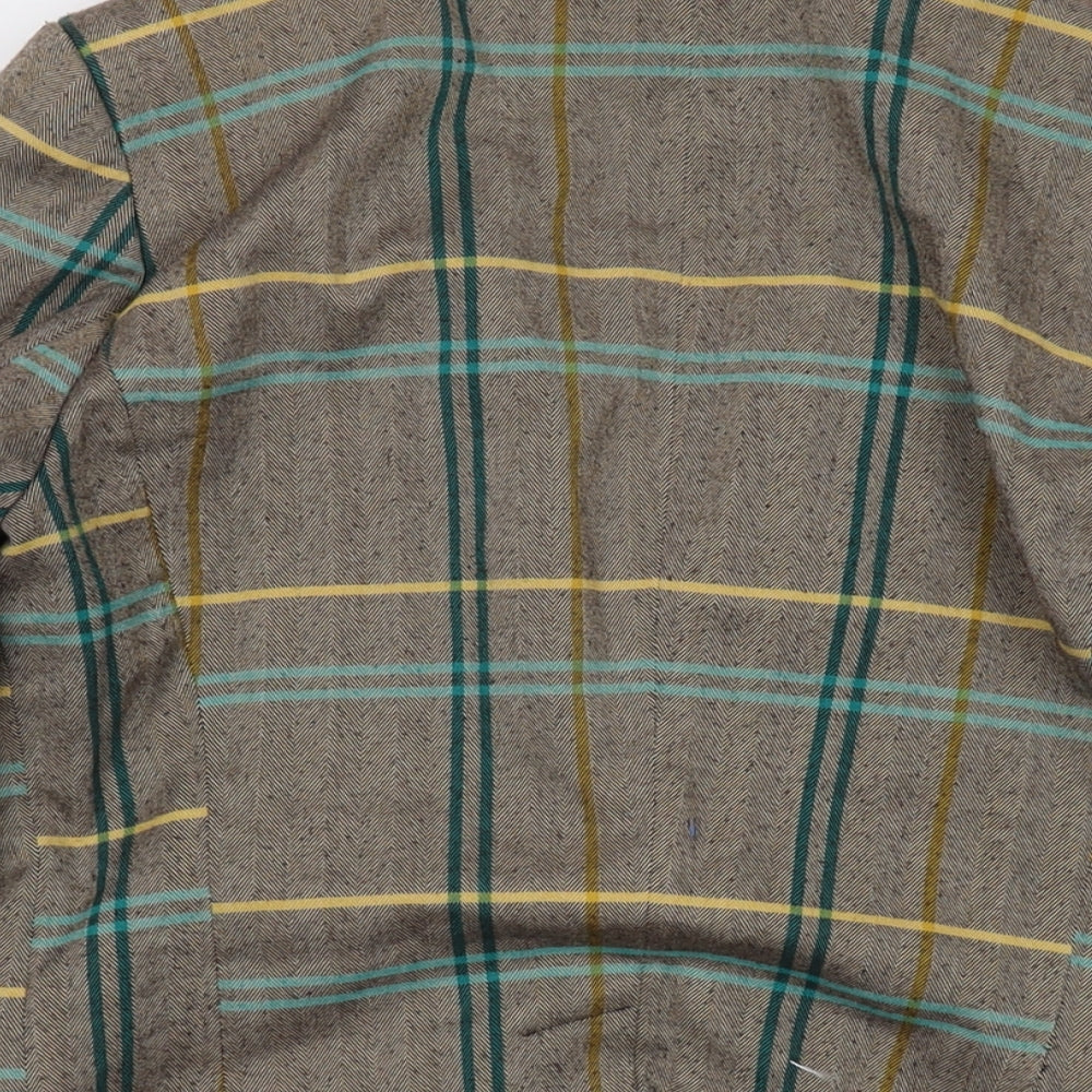 Holly & Whyte Womens Beige Plaid Jacket Size 14 Button