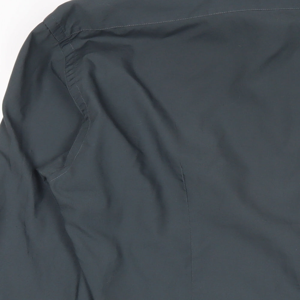 Guide of London Mens Grey Cotton Button-Up Size L Collared Button
