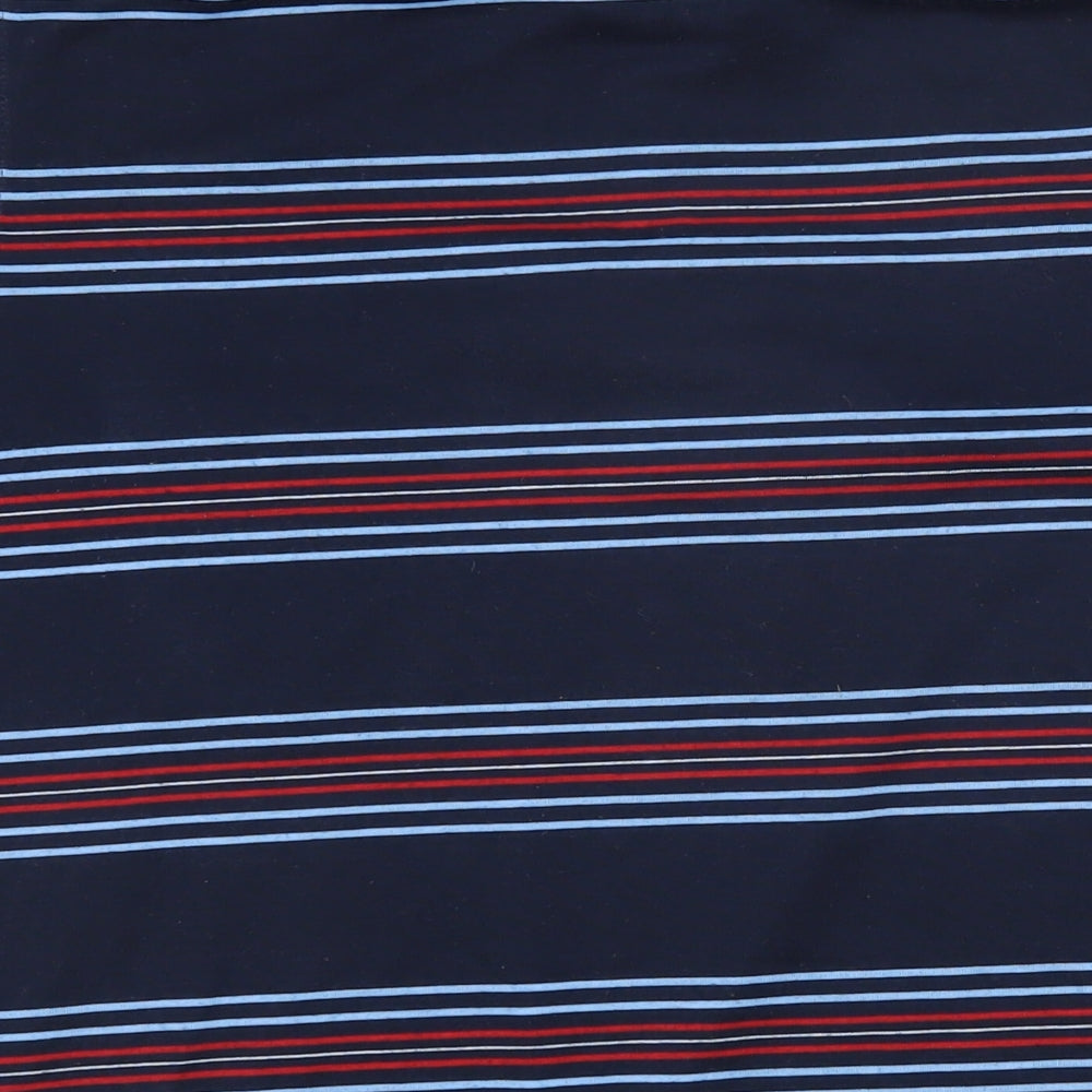 Jeep Mens Blue Striped Cotton Polo Size L Collared Button