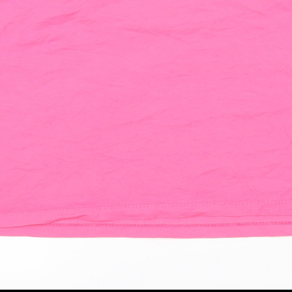 Addidas Womens Pink 100% Cotton Basic T-Shirt Size 10 Round Neck - Cropped