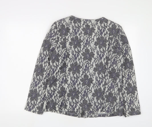 Klass Womens Grey Fair Isle Jacket Size 12 - Zip Pockets