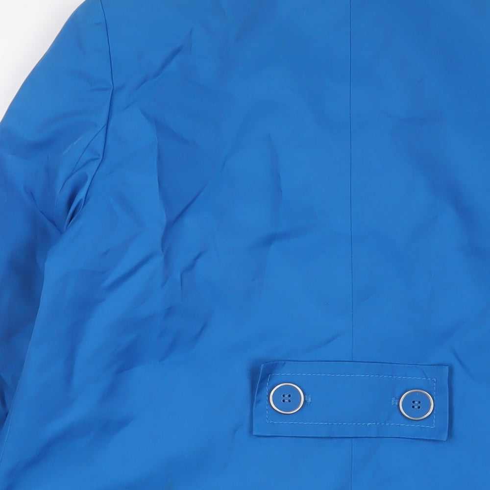 Brand and care label for Principles women’s blue overcoat coat, size UK 8, button