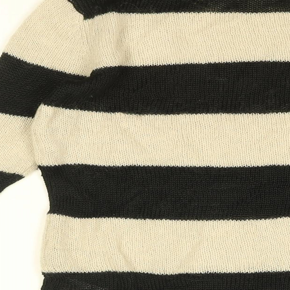 Gap Womens White Round Neck Striped Viscose Pullover Jumper Size S