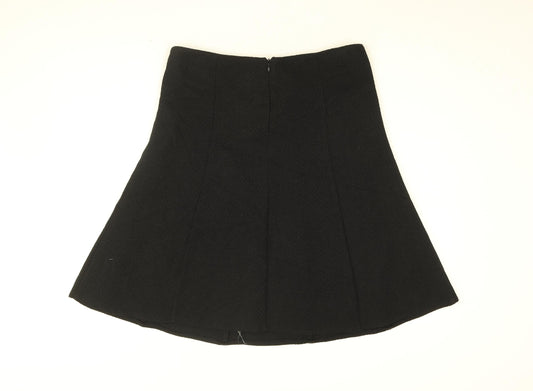 AMARANTO Womens Black Polyester Swing Skirt Size 14 Zip