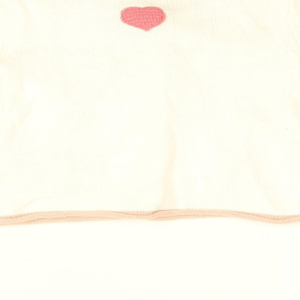 Tahari Girls White Geometric Cotton Cardigan Jumper Size 6-9 Months Button - Bunny Embroidery