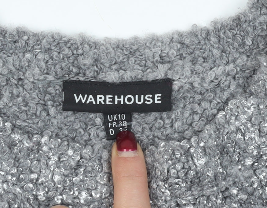 Womens UK Size 10 Warehouse Grey Pullover Jumper