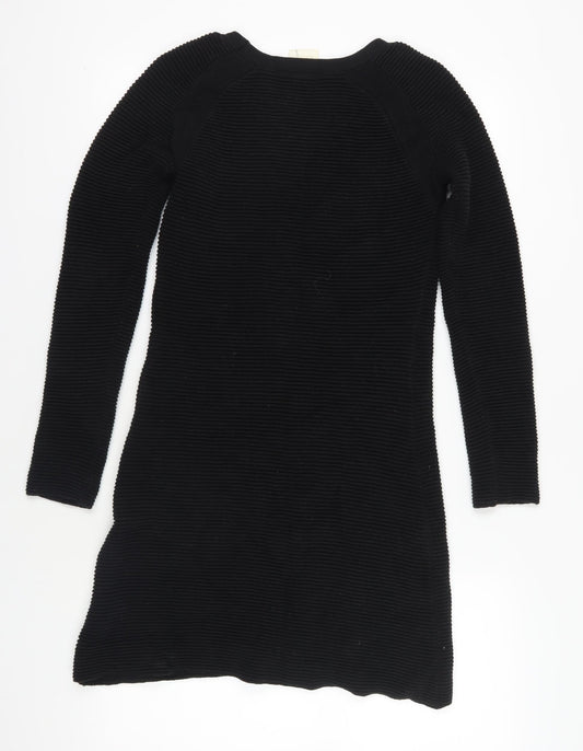 ASOS Black Cotton Knit Dress, Size 10, Long Sleeve