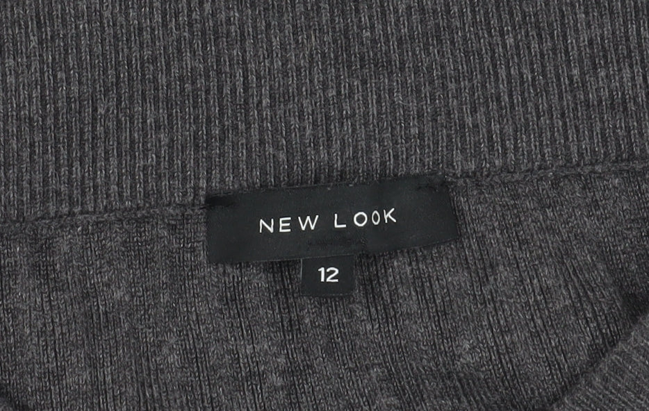 New Look Grey Knit Skirt - Size 12, Knee Length, Casual