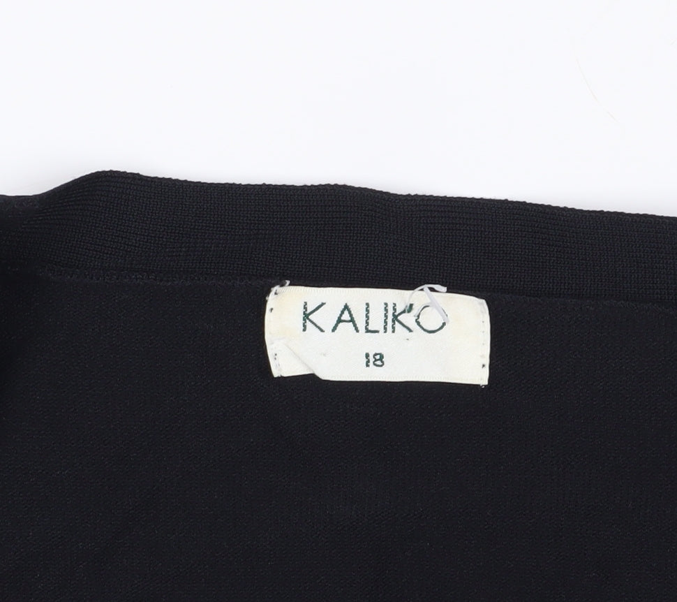 Womens UK Size 18 Kaliko Black Basic Blouse