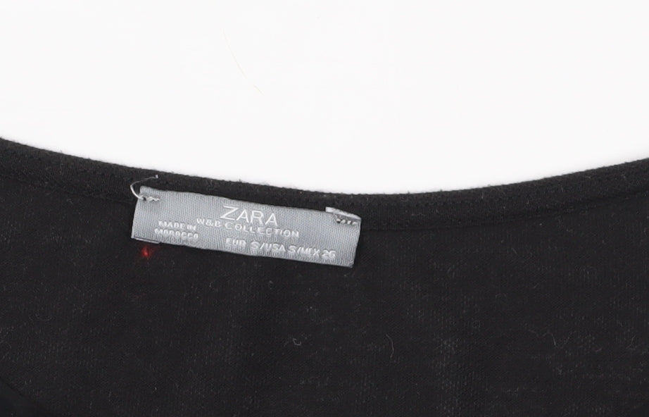 Womens UK Size 2XS Zara Black Basic Blouse