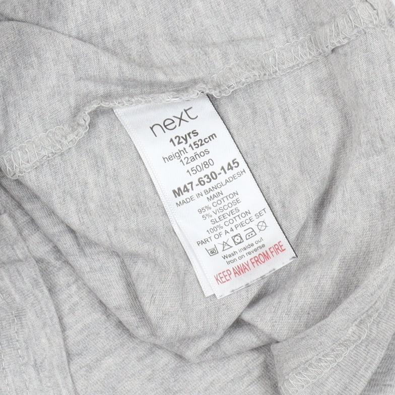 Next Boys Grey T-Shirt, Size 12 Years - Short Sleeve Crew Neck