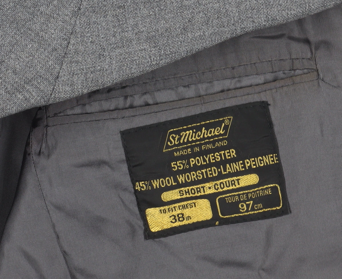Mens UK Size 38 St Michael Regular Grey Suit Jacket