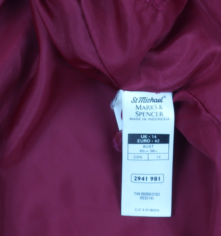 Womens UK Size 14 Marks and Spencer Red Overcoat