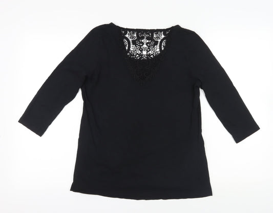 Marks and Spencer Black Lace Accented Blouse - Size 14