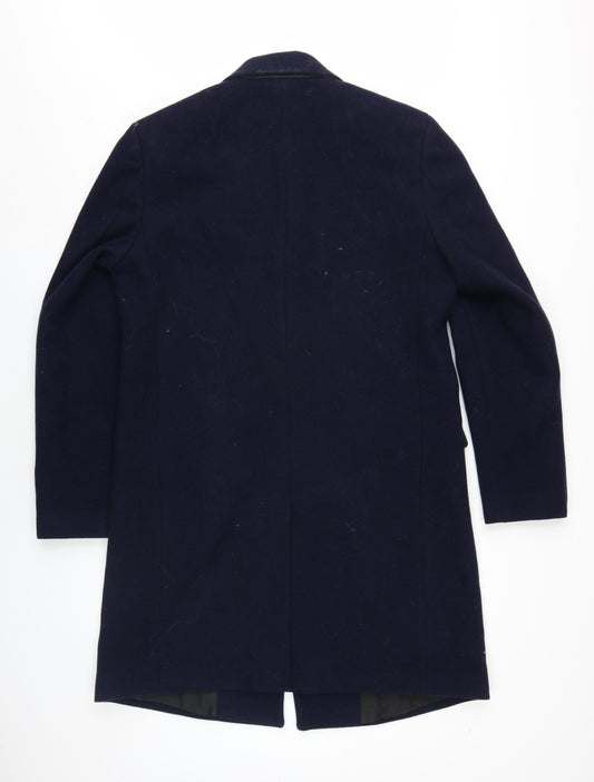ASOS Mens Blue Overcoat Coat Size M Button