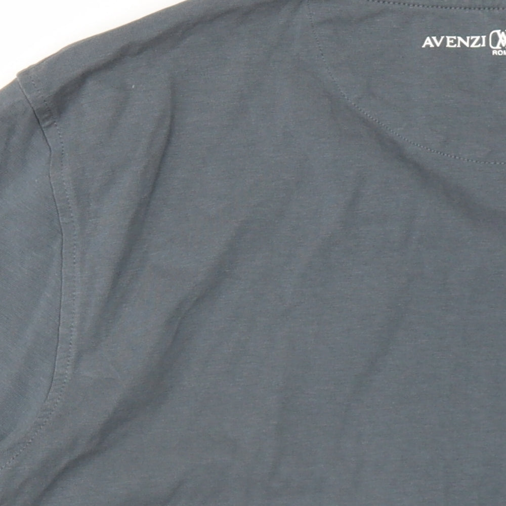 Avenzi Mens Grey Cotton T-Shirt Size L Round Neck