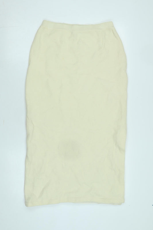 EE Elegance Paris Womens Ivory Wool Straight & Pencil Skirt Size 12 - Logo