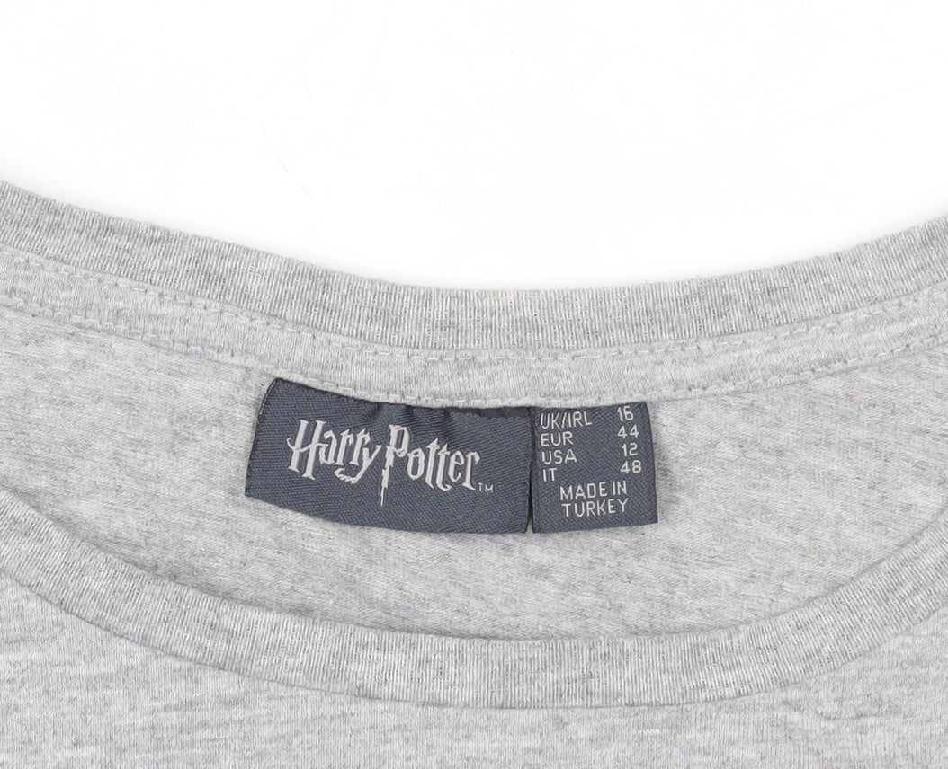 Womens UK Size 16 Harry Potter Grey Basic T-Shirt