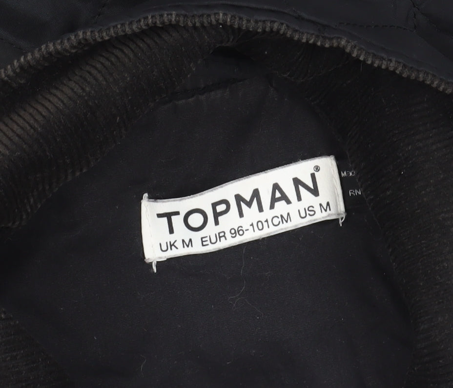 Mens UK Size M Topman Black Quilted Coat
