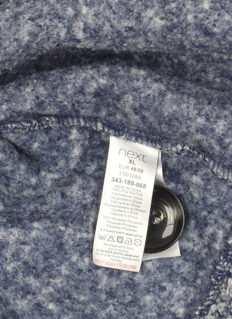 Brand and care label for Next Blue Polyester Mid-Length Overcoat, size 20