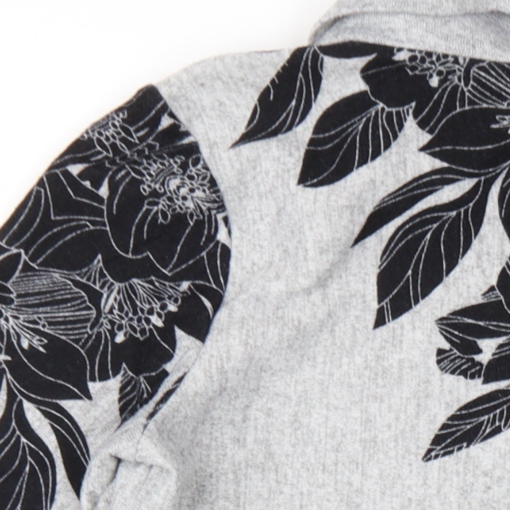 M&Co Womens Grey Floral Polyester A-Line Size 12 Roll Neck Pullover