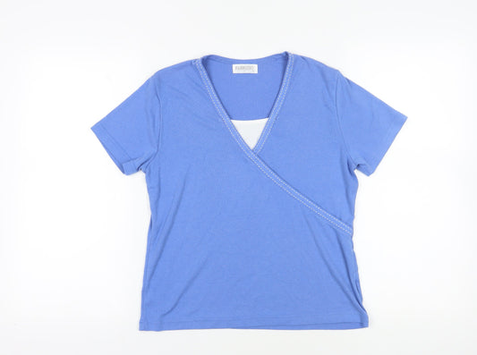 Womens UK Size L Fabrizio Blue Wrap T-Shirt