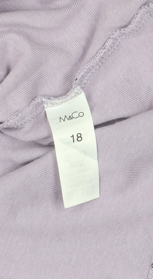 M&Co Polka Dot Purple T-Shirt, Size 18, Short Sleeve
