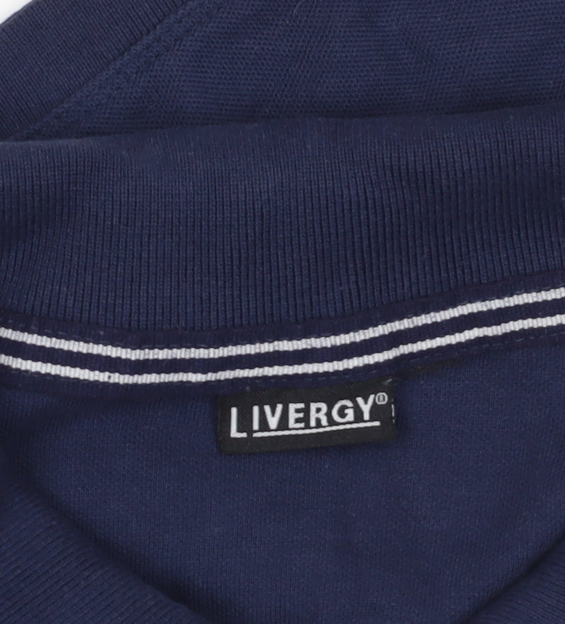 Brand and care label for LIVERGY Blue Cotton Polo Shirt -, size L, - Casual & Stylish