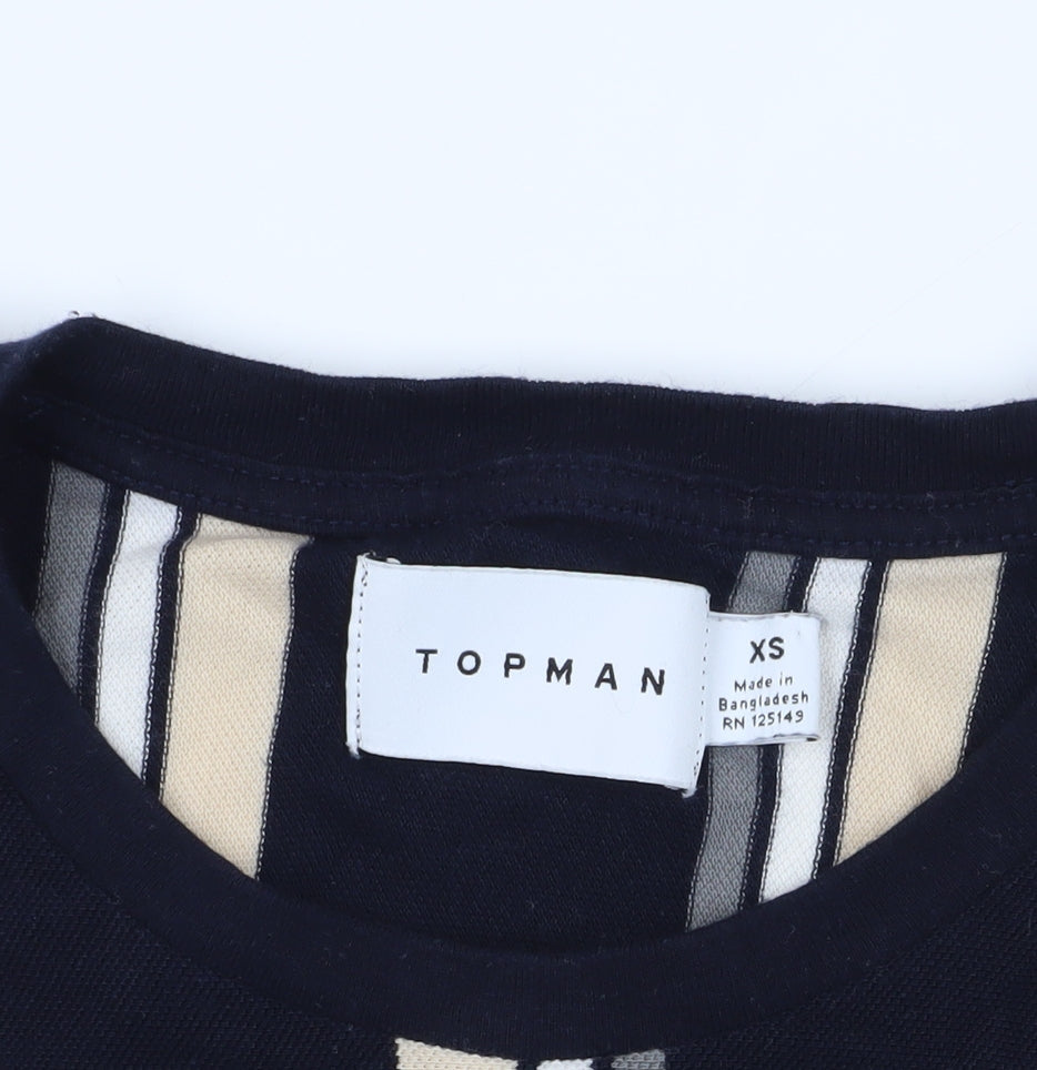 Topman XS Striped T-Shirt Black Beige