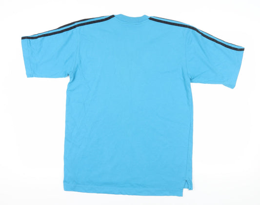 Adidas Blue V-Neck T-Shirt, Medium, Cotton Comfort