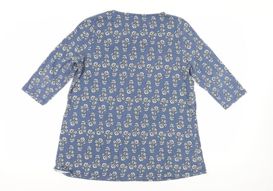 Autonomy Blue Floral 3/4 Sleeve Tunic M