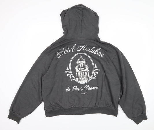 Hollister Womens Grey Houndstooth Polyester Full Zip Hoodie Size L Zip - Hotel Audubon de Paris France 1987