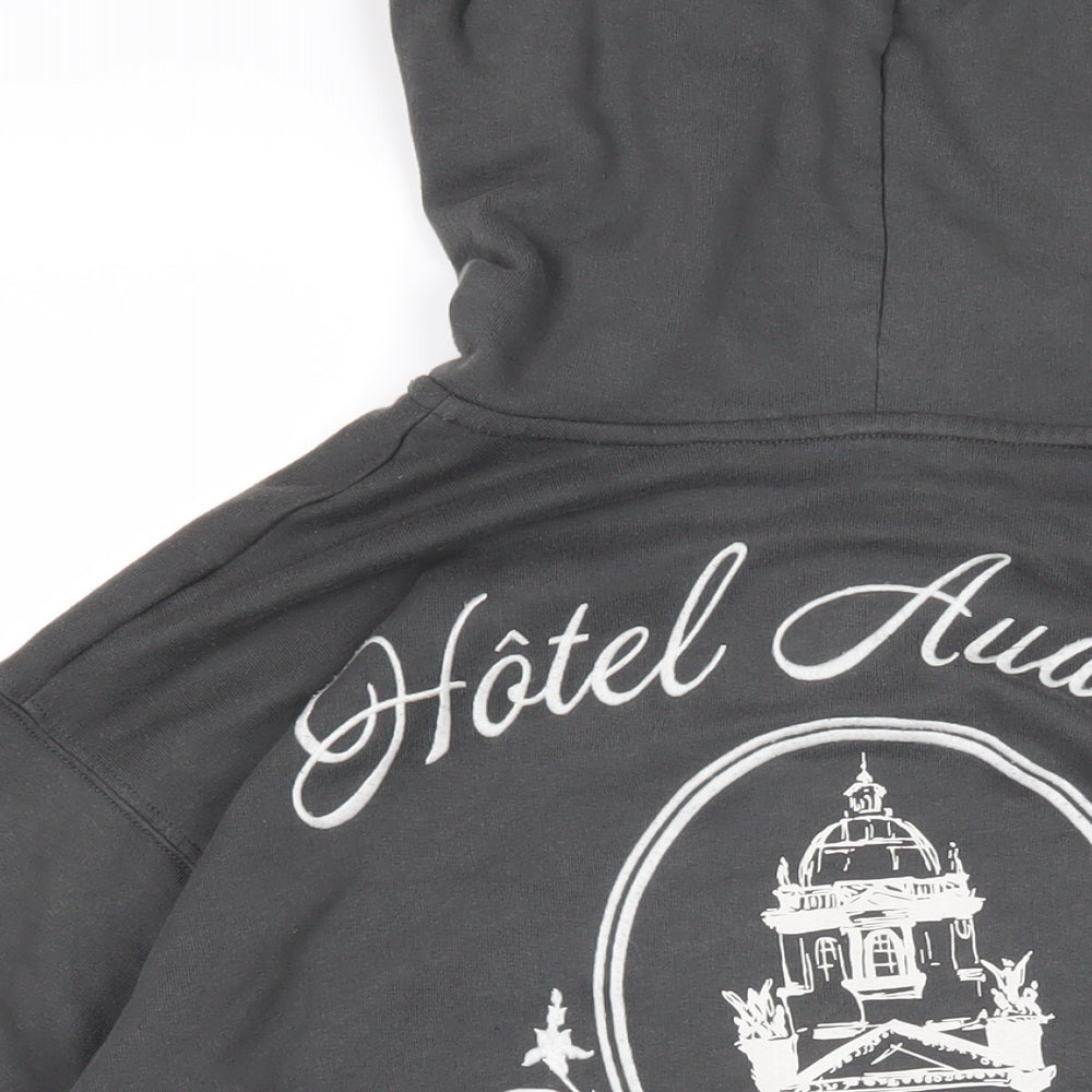 Hollister Womens Grey Houndstooth Polyester Full Zip Hoodie Size L Zip - Hotel Audubon de Paris France 1987